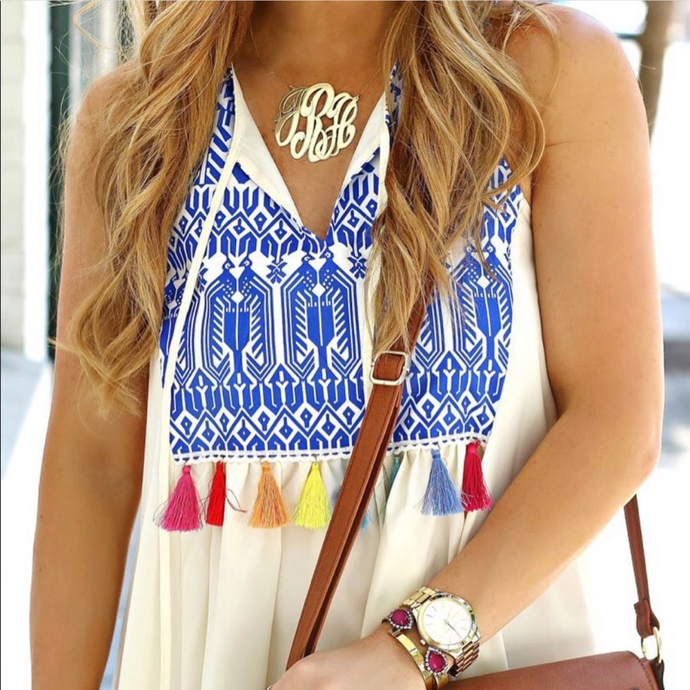 ☀️Summer Tassel Dress. Size Large - Picture 1 of 6